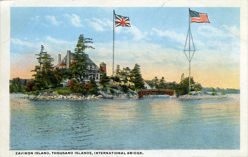 Zavikon Island, Thousand Islands, International Bridge. - Postcard