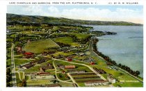 Lake Champlain and Barracks, from the air, Plattsburgh, N.Y.