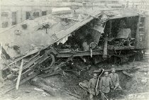 101: Damage done by Allied bomb in railroad yards at Conflans.