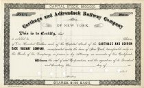 Carthage and Adirondack Railway Company of New York stock certificate ...