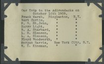Our Trip to the Adirondacks on October 16th 1909