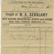 W.A. Gerolamy receipt to John Pearson