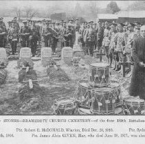 Dedicating of head stones - Bramshott Church Cemetery - of the four 160th Battalion boys buried there