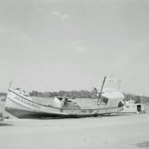 Salvaged Jackson Bros. fishing tug, 1979