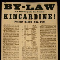 Poster advertising passing of Kincardine Township By-law March 28, 1870