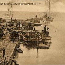 River dock and fishing boats, Southampton, Ont.