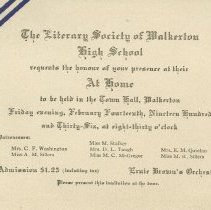 Literary Society of Walkerton High School invitation, 1936