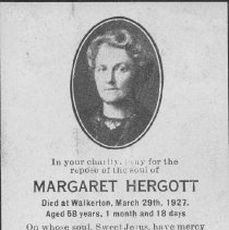 Margaret Hergott memorial card 1927 - sample of scrapbook items