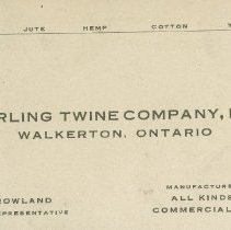 Sterling Twine Co. business card - sample item from scrapbook