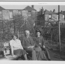 A2013.028.040 Bert Freeman with Marg Gillies' uncle and housekeeper, 1943