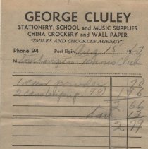 George Cluley receipt, 1967