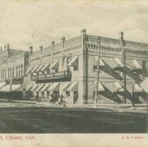 Main Street, Chesley, Ont., postcard front