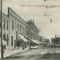 Main street looking south, Chesley, Ont., postcard front