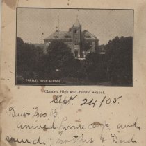 Chesley high and public school, postcard front