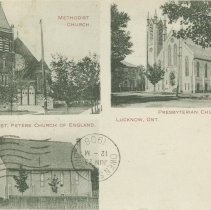 Churches, Lucknow, Ont., postcard front