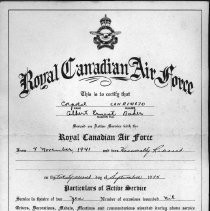 Albert Ernest Baker discharge certificate, 1945, front