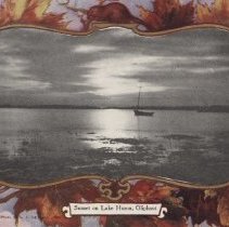 Sunset on Lake Huron, Oiliphant, postcard front