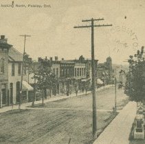 Queen St., looking north, Paisley, Ont., post card front
