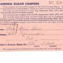 Ration book enclosure, Caning Sugar Coupons, Elsie Blair