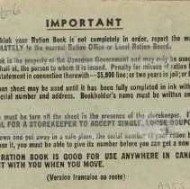 Back cover, Ration Book 2, Elsie Blair