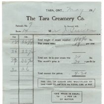 A988.033.052b front side, Tara Creamery invoice to Pierson, May 1911