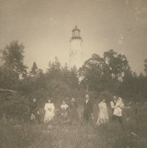People in front of Chantry Island Lighthouse