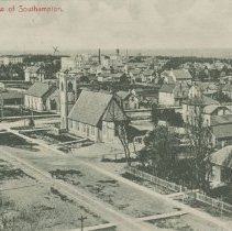 Bird's eye view of Southampton, postcard front