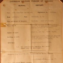 Daniel Charles Reynolds display - Burial Report