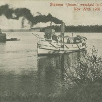 Steamer "Jones" wrecked in Georgian Bay, Nov. 22nd, 1906, post card front
