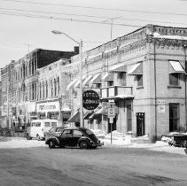 K-71-01-05 Hotel McDonald and street after fire, Feb. 13, 1971