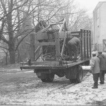 K-66-19-07 Jim Patterson with his truck and stoning machine, Keppel Twp.