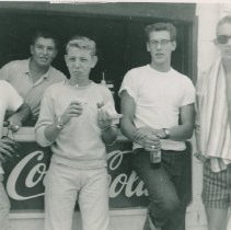 Five young men at The Booth, Southampton