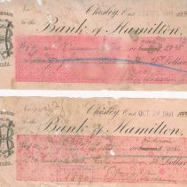 Cancelled cheques dated 1901 (front of cheques)