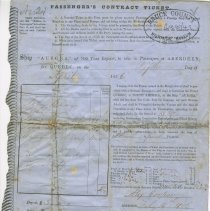 Passenger's Contract Ticket for John Craig, 1856