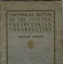 Historical sketch of the Lucknow Presbyterian congregation, front cover