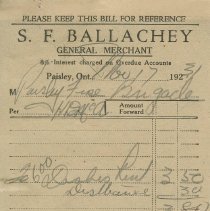 Paisley Fire Brigade Minutes, Enclosure 1:  S.F. Ballachey receipt