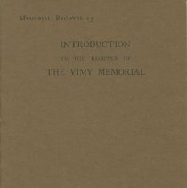 Introduction to the register of the Vimy Memorial, front cover