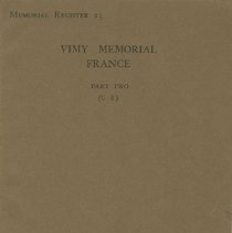 Vimy Memorial France, Part 2, front cover