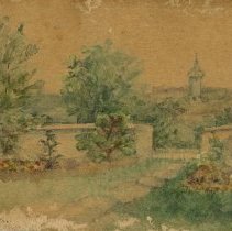 Kildrum Doon garden watercolour post card, front