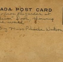 Kildrum Doon garden watercolour post card, back