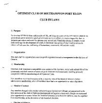 1998 Southport Optimists bylaws, page 1