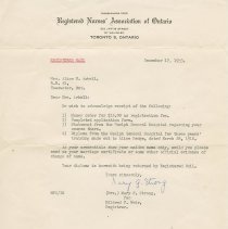 Acknowledgement of receipt from Registered Nurses Association