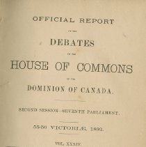 Official Report of the Debates 1892 Vol 1, title page