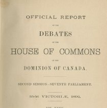 Official Report of the Debates 1892 Vol 2, title page