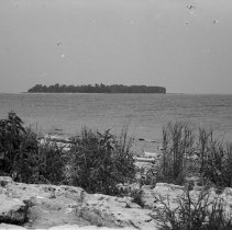 K-65-11-02 Gull banding at Cavalier Island. Round Island in the background.
