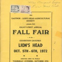 Eastnor Agricultural Society Fall Fair Price List 1972
