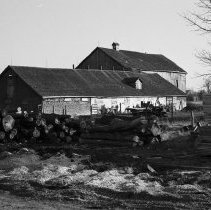 K-68-13-12 Lumber shed and barn in background of sawmill, Elmvale, 1968