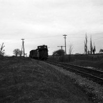 K-68-13-16 C.N.R. freight north bound at north edge of Chesley, April 1968