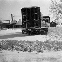 K-72-01-01 Carload of elm lumber from Michigan at R.R. siding in Chesley