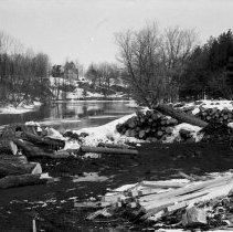 K-72-05-02 Logs at Krug Bros. Sawmill, Chesley, April 1972